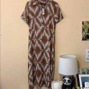 M&S Brand New Brown dress with white print design